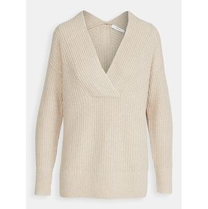 NWOT Vince Wool Blend Overlap Tunic Sweater Beige V Neck